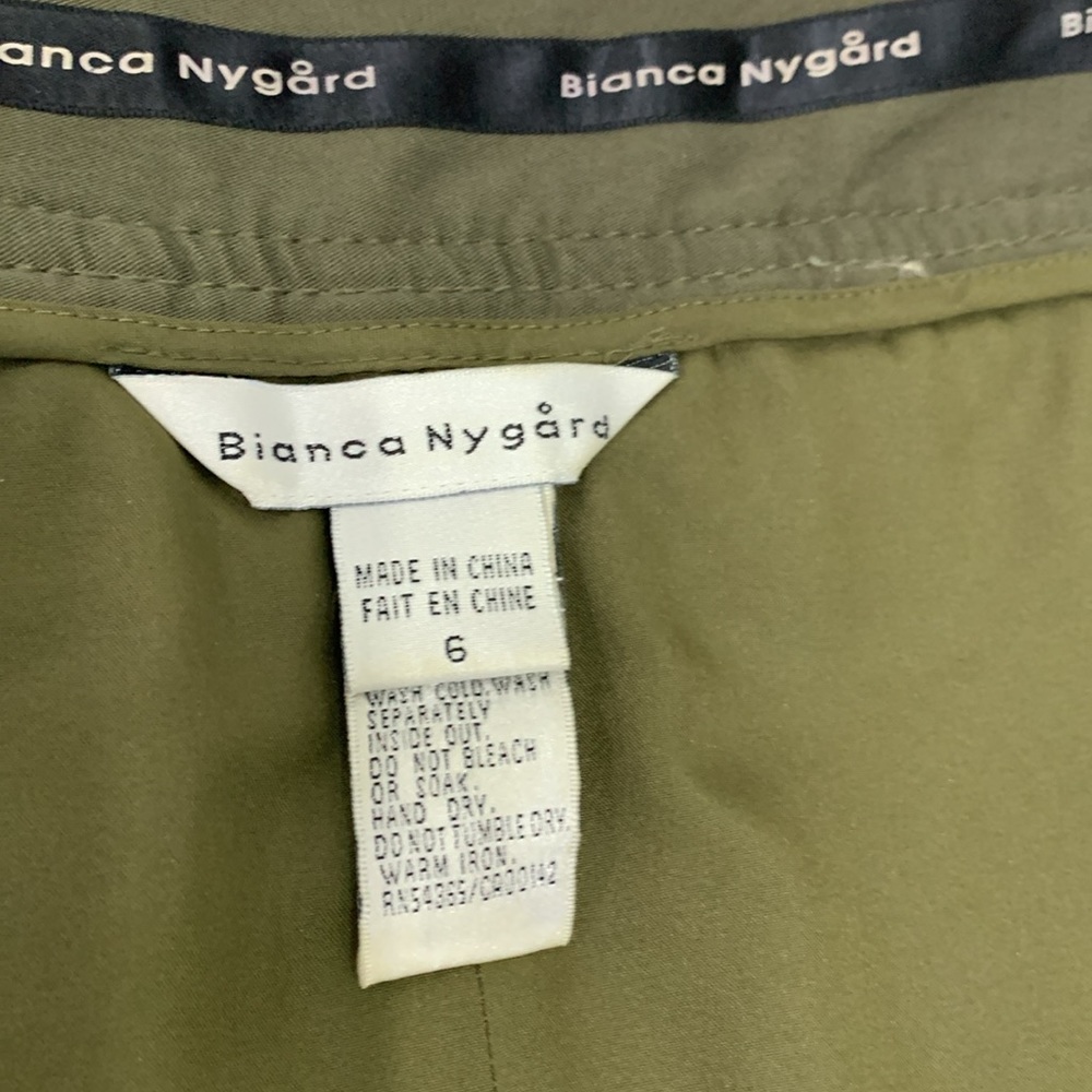 Like 🆕Bianca Nygard Vintage Army Green Cotton Blend Mini Skirt - Picture 12 of 13
